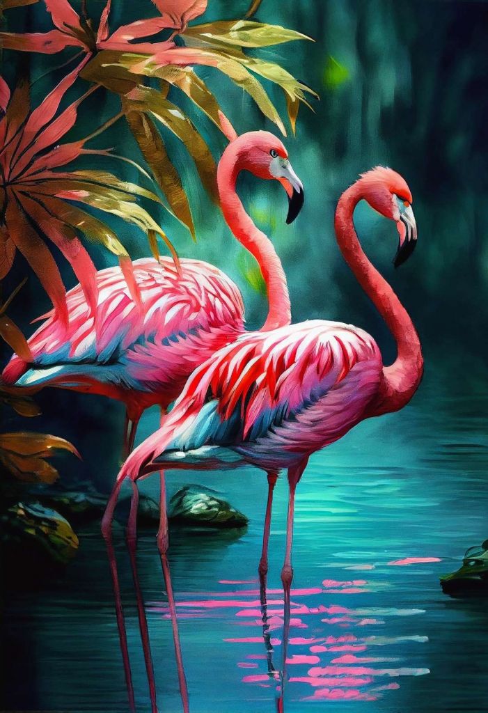 Sammetsrosa Flamingo Duo