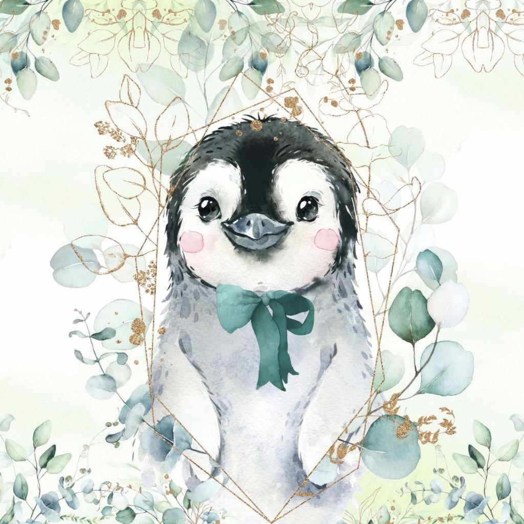 Liten pingvin och grön rosett