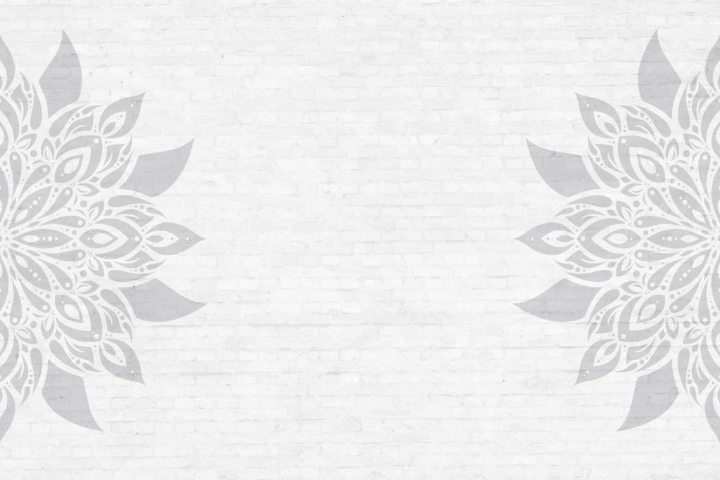 Grå hvid mandala blomstre