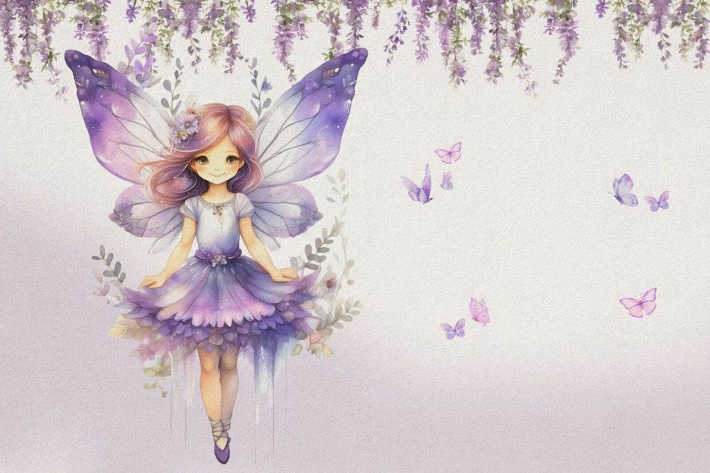 Lilla sommerfuglelver i blomsterhaven.