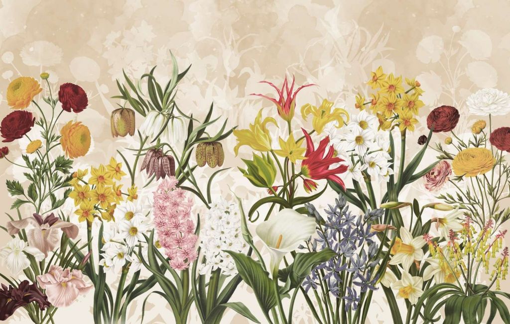 Vårblomster - Varm honningbeige