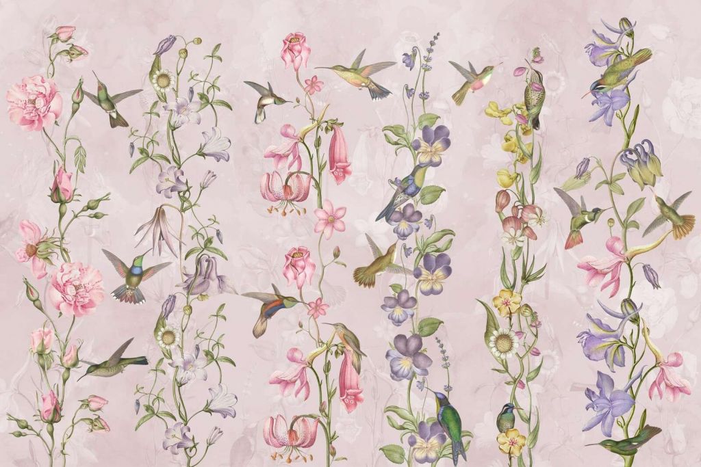 Eng- og hageblomster rosa