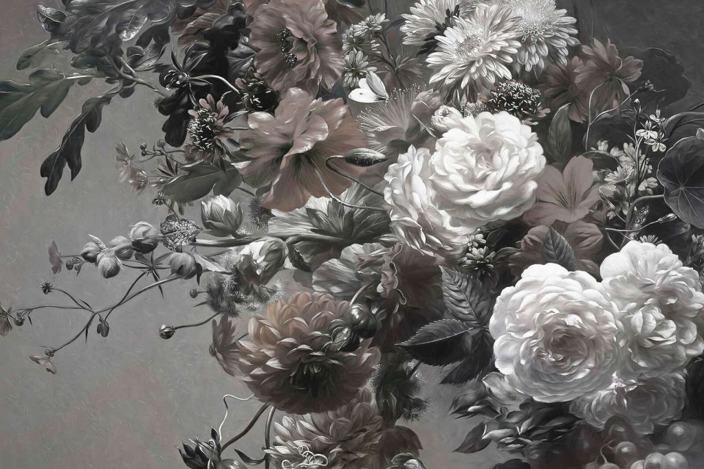 Stor buket med valmuer Sepia