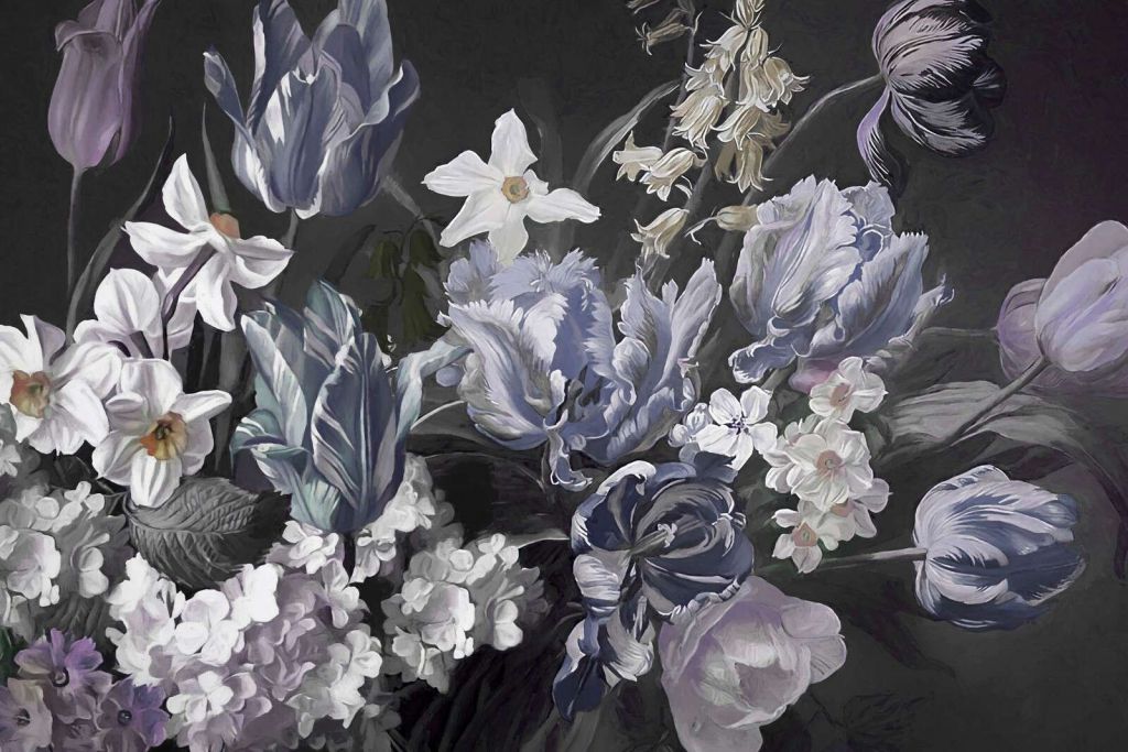 Bukett med blå pioner