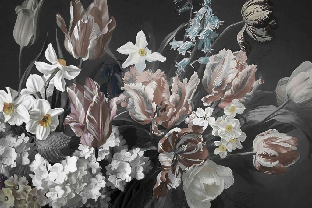 Bukett med pioner i oransje