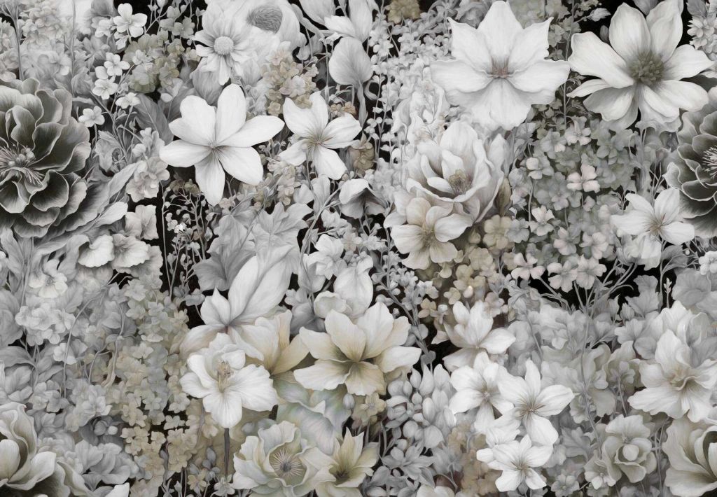 Blomsterfestival sømløs - grå