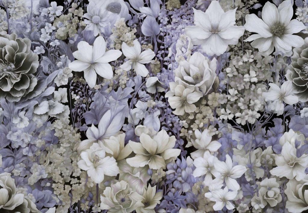 Blomsterfestival sømløs - mørkegrå