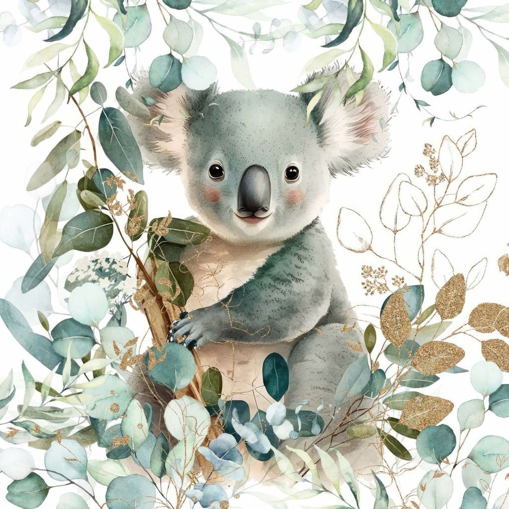 Skattige koala i eucalyptus