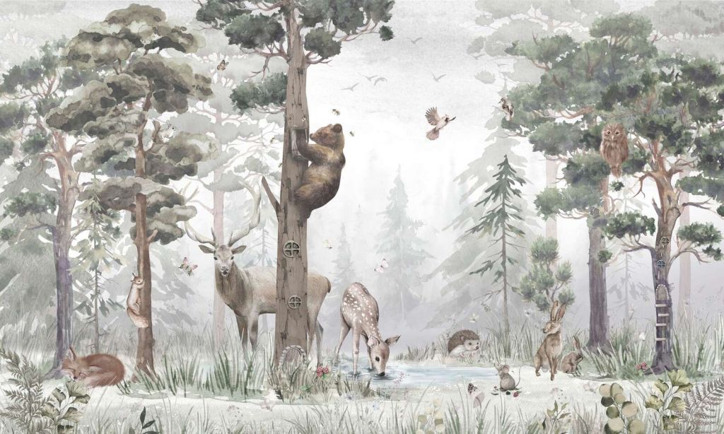 Vildt liv i midten af skoven