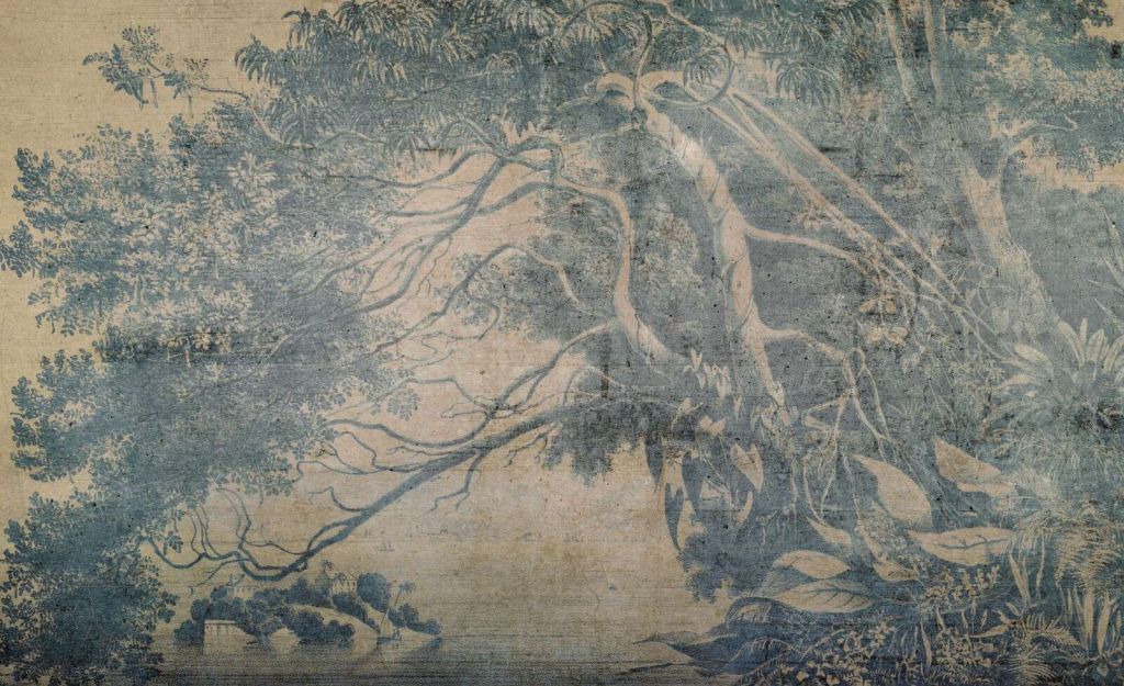 Blå troper i forvitret linned