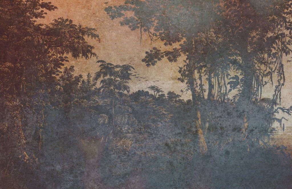 Forvitret jungle i skumringslys