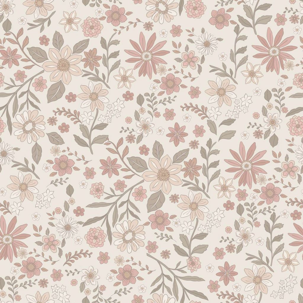 Blødt lyserødt markblomst-mønster vintage