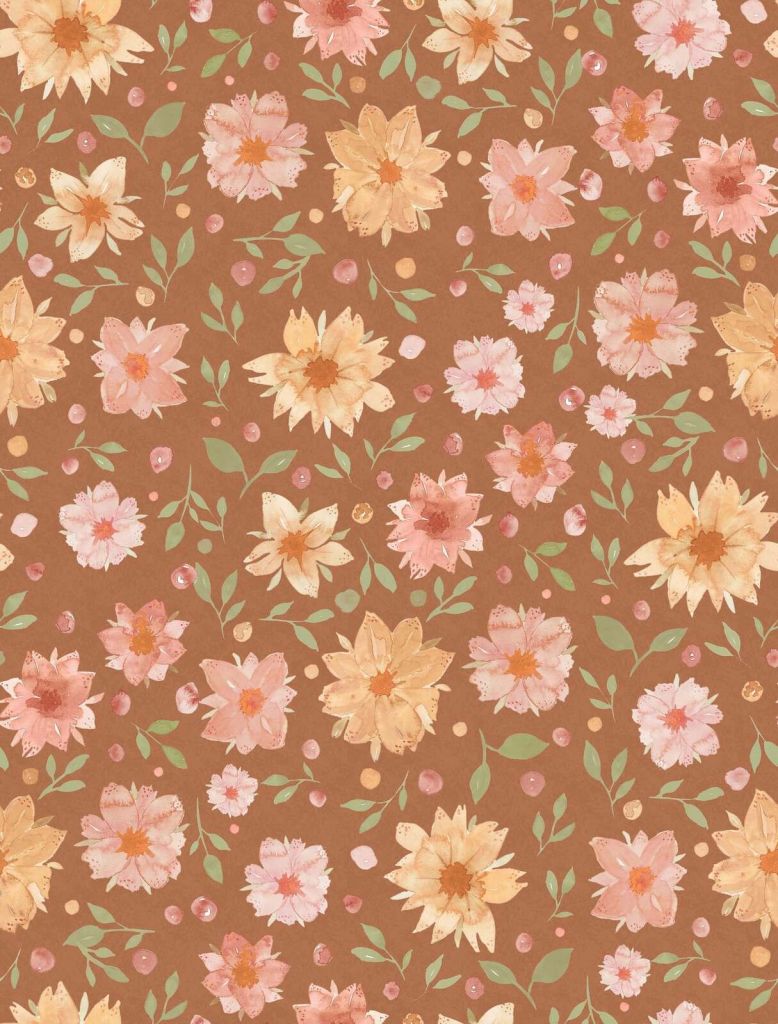Akvarellblomster i varm terrakotta