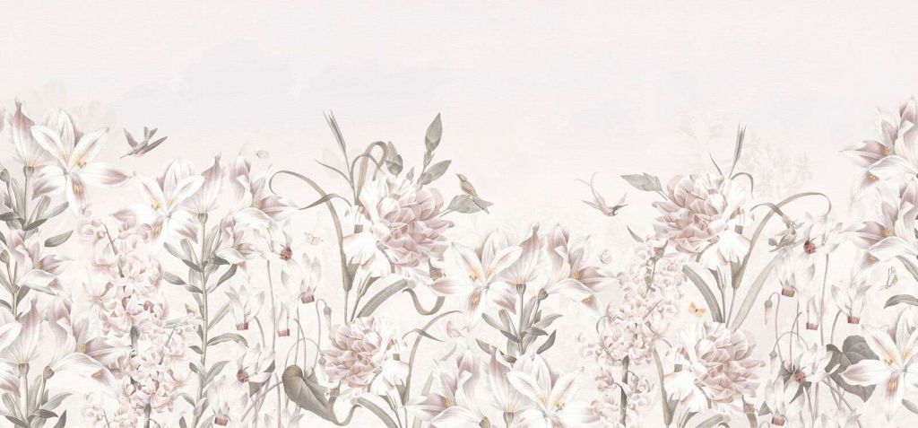 Mykt blomsterfelt med kolibrier