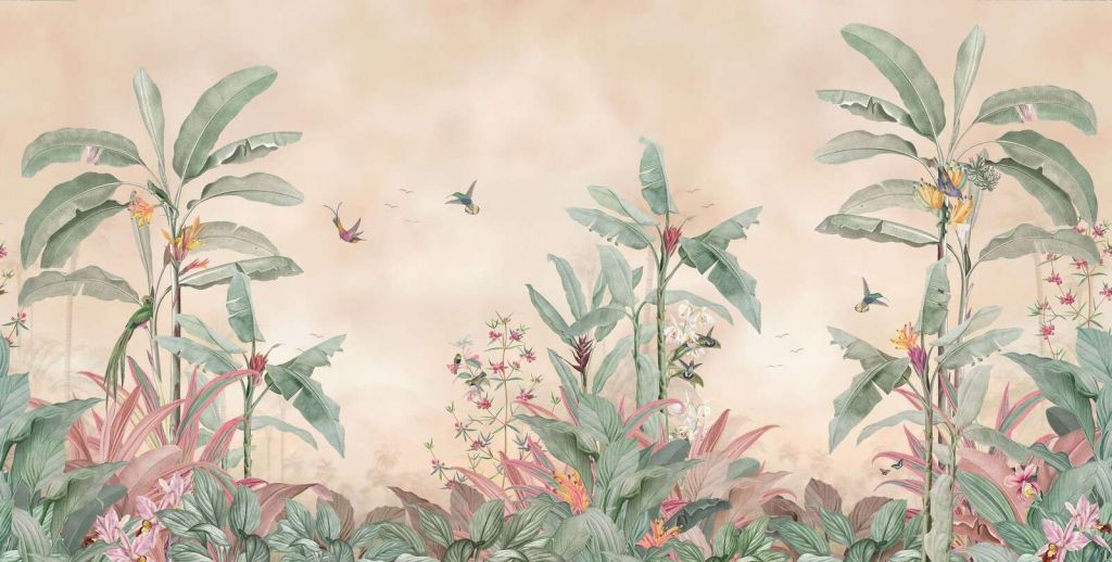 Tropiske kolibrier i bananskov