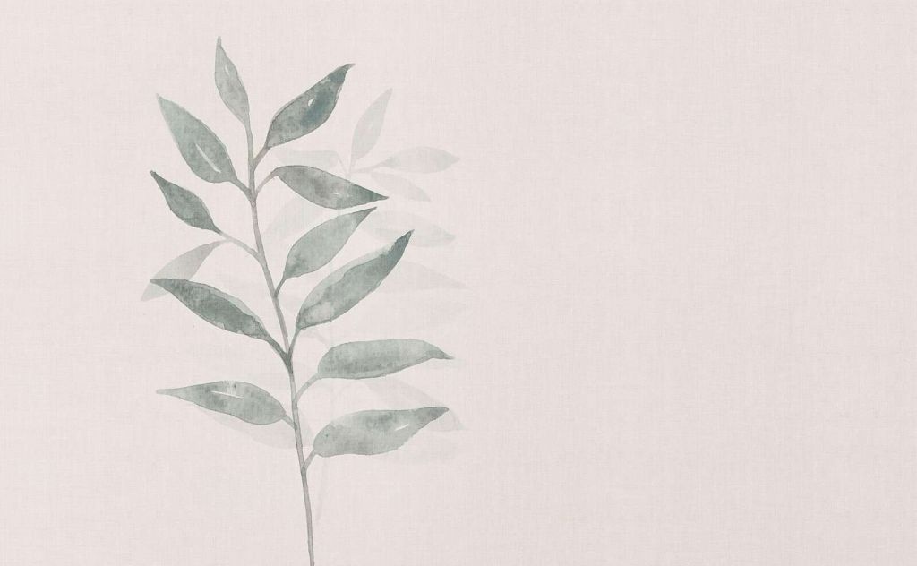 Minimalistisk gren i grågrøn akvarel