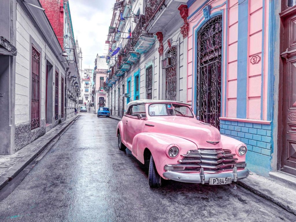 Vintagebil på en gade i Havana, Cuba