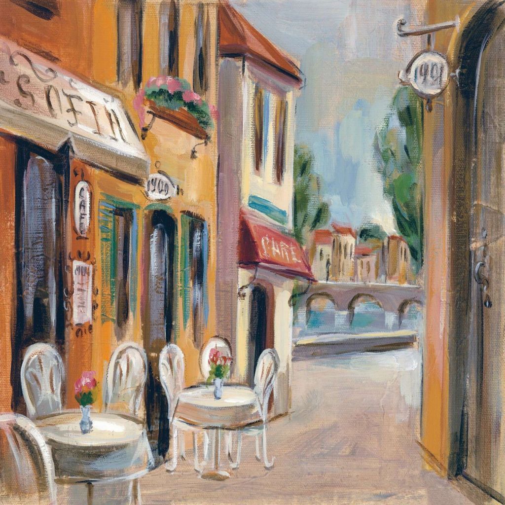 Middelhavsstræde med terrasseudsigt