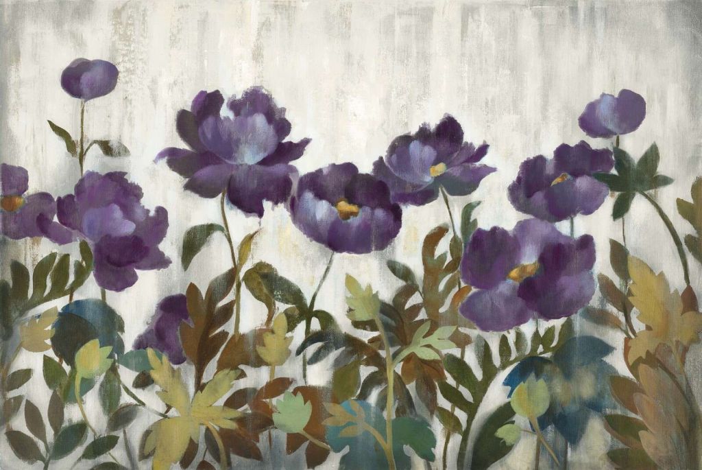 Djuplila blomprakt i lövskugga