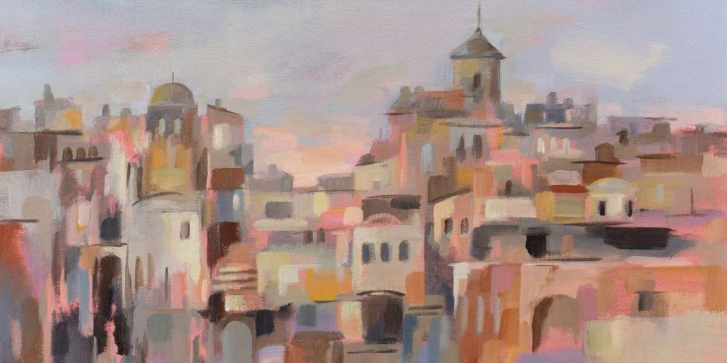 Aftenlys over varme bymure