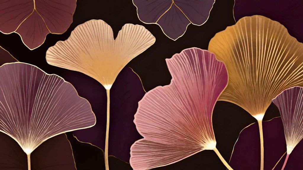 Ginkgo blader i varm skumring