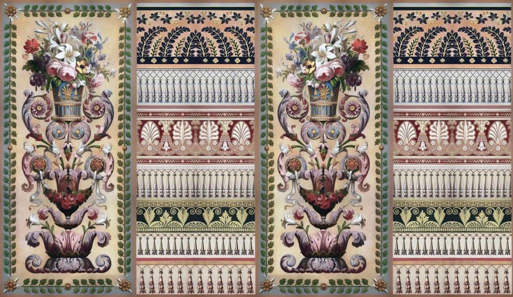 Klassisk blomsterurne med ornamenter