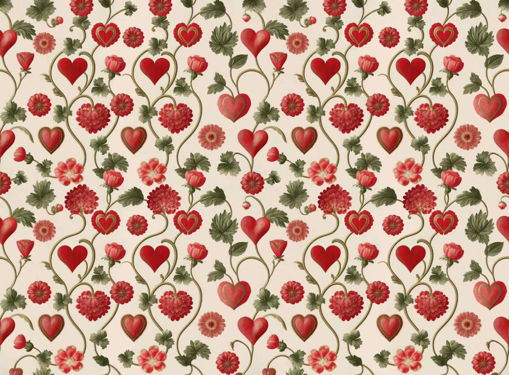 Romantiske hjerter og blomsterranker