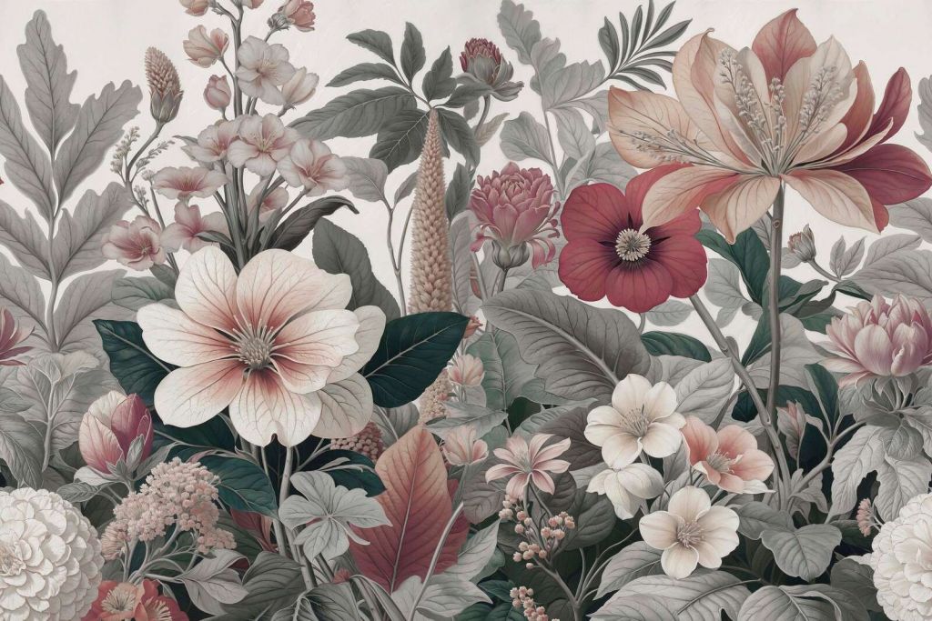 Kunstneriske blomster i bløde jordfarver