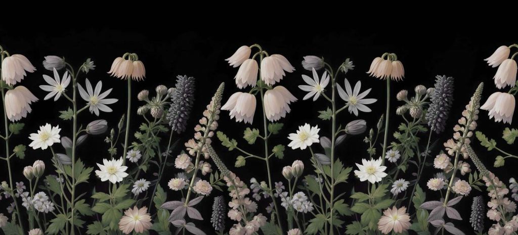 Mørke markblomster med pastelflor