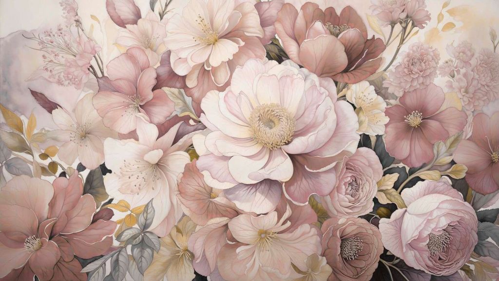 Romantiske blomster i pudderrosa