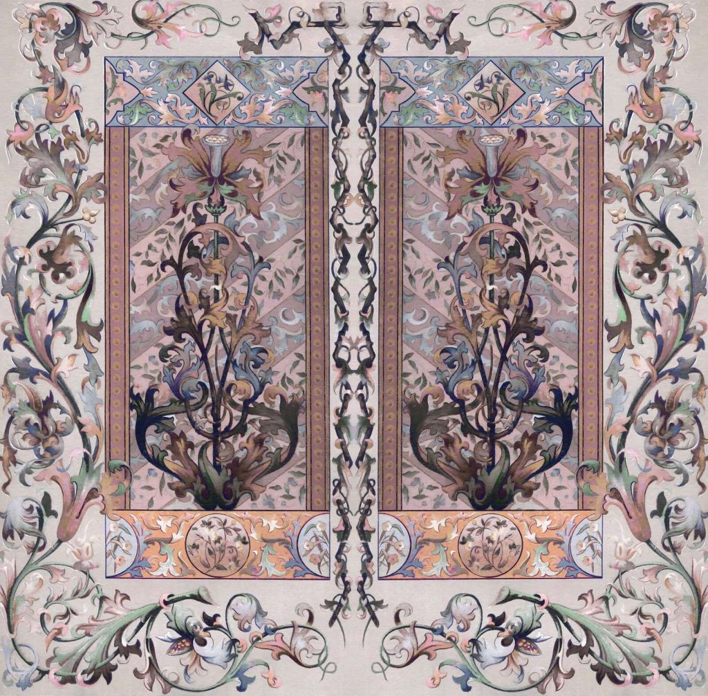 Pastelfarvede ornamenter i art nouveau