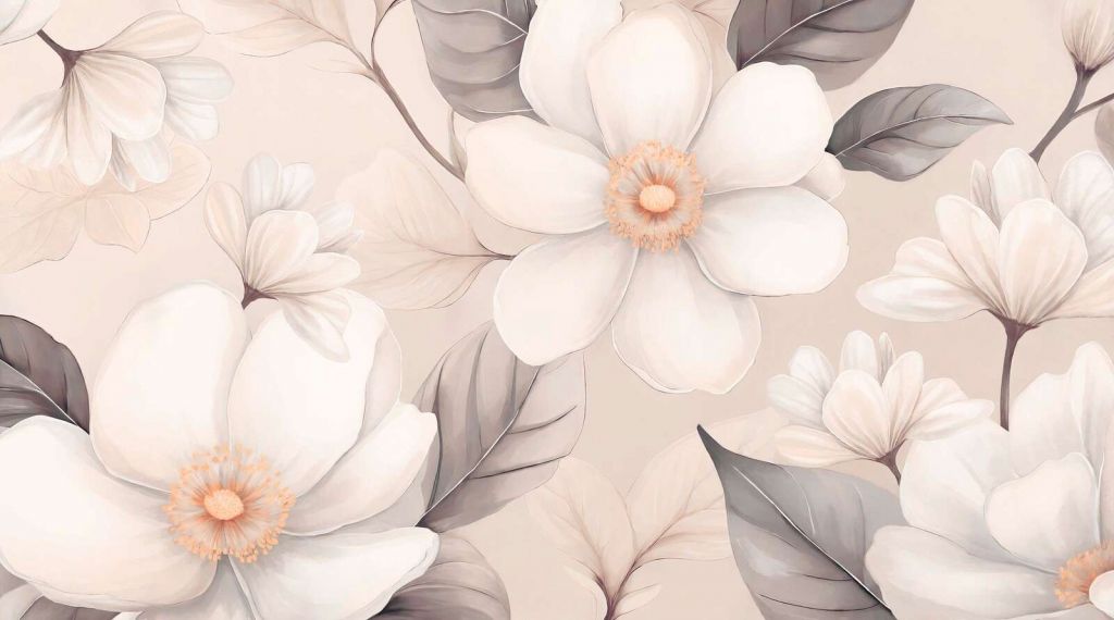 Bløde magnoliablomster i creme
