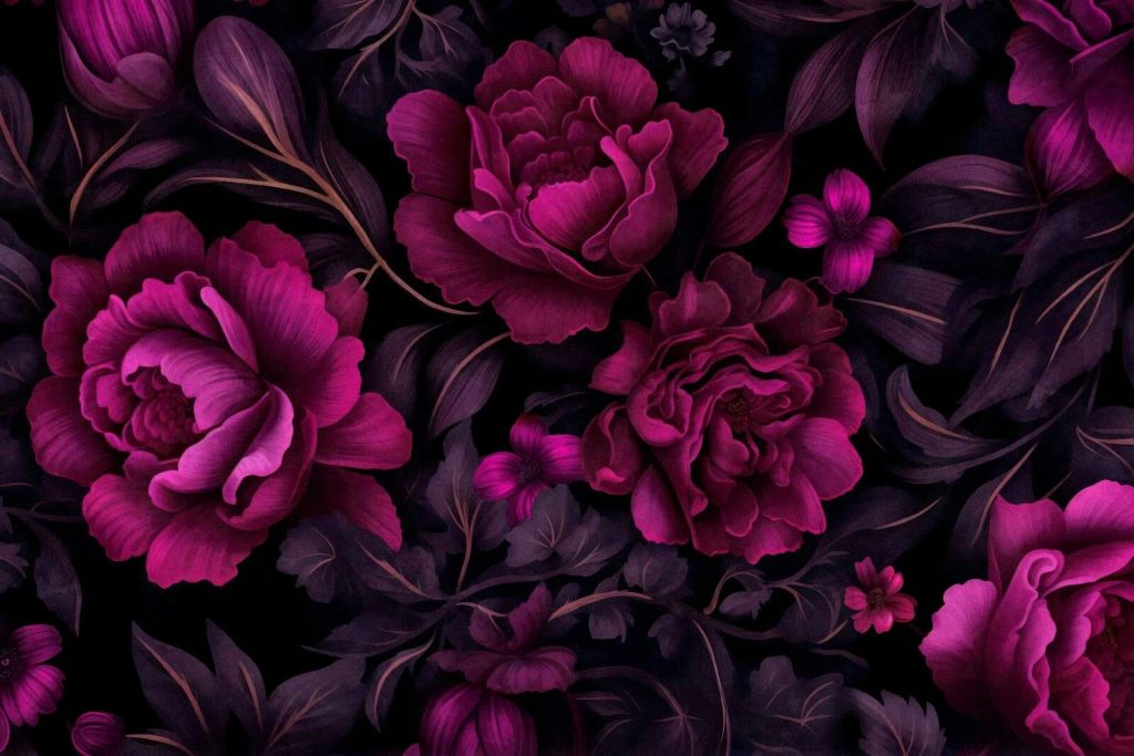 velouragtige mørke stemningsfulde blomster i fuchsia-rosa