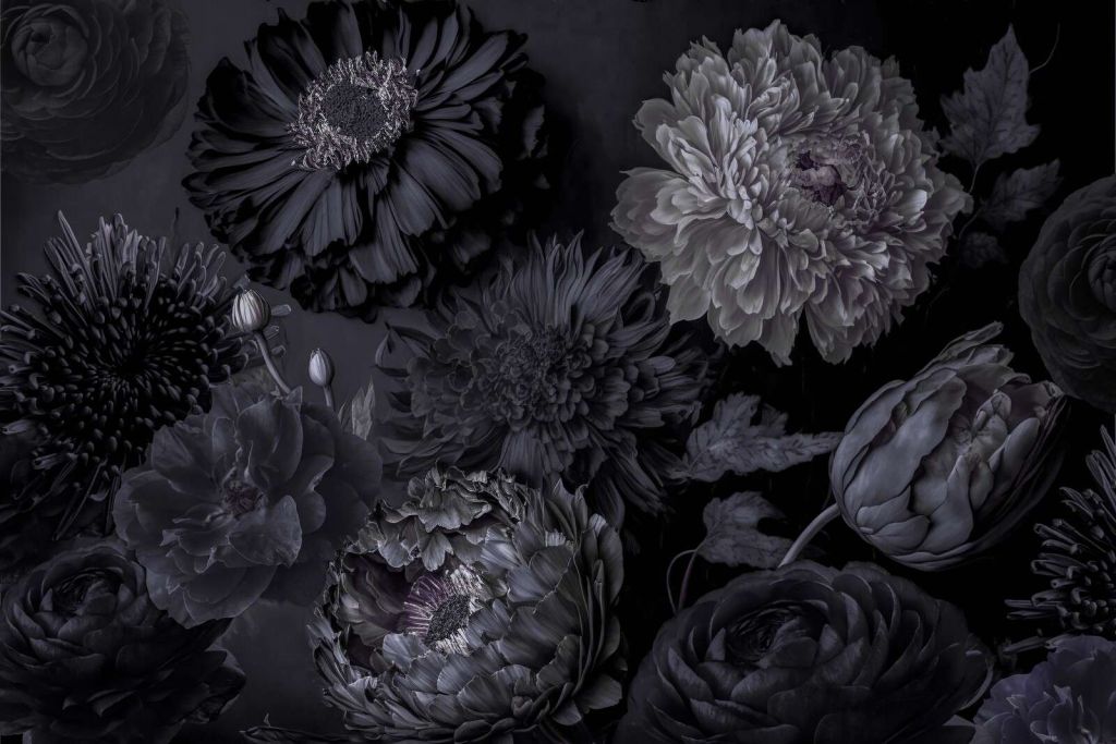 Mørkegrå stemningsfulle blomster