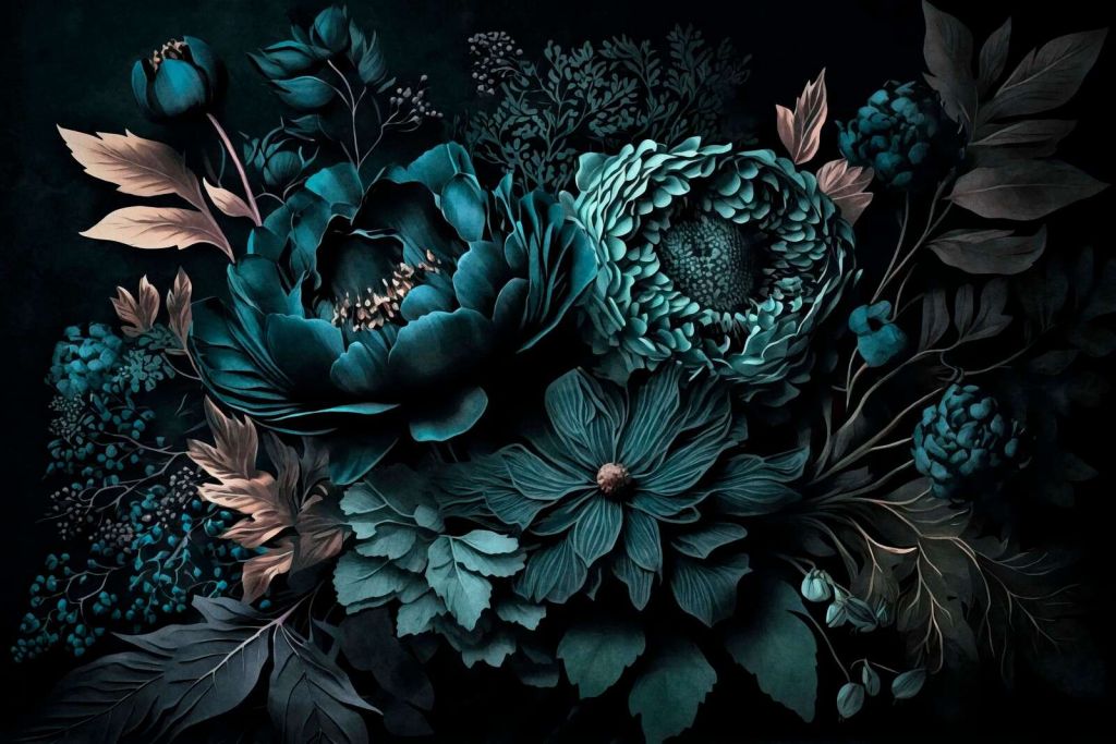 Renæssancevibes stemningsfulde blomster turkis