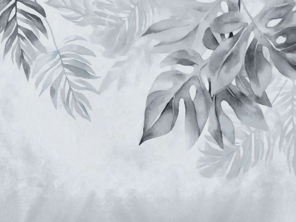 Gentle leaf tropical whispers watercolor grey