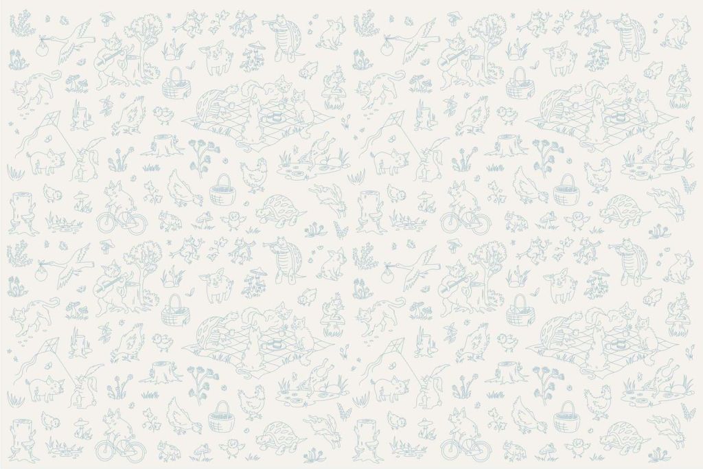 Skogsdyr rolig beige og blå print