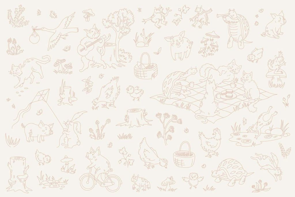 Skogdyr rolige beige og rosa