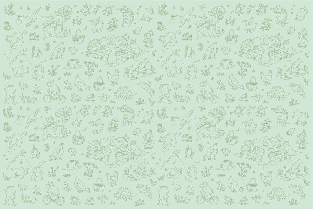 Skovdyr rolig mintgrøn mørk print
