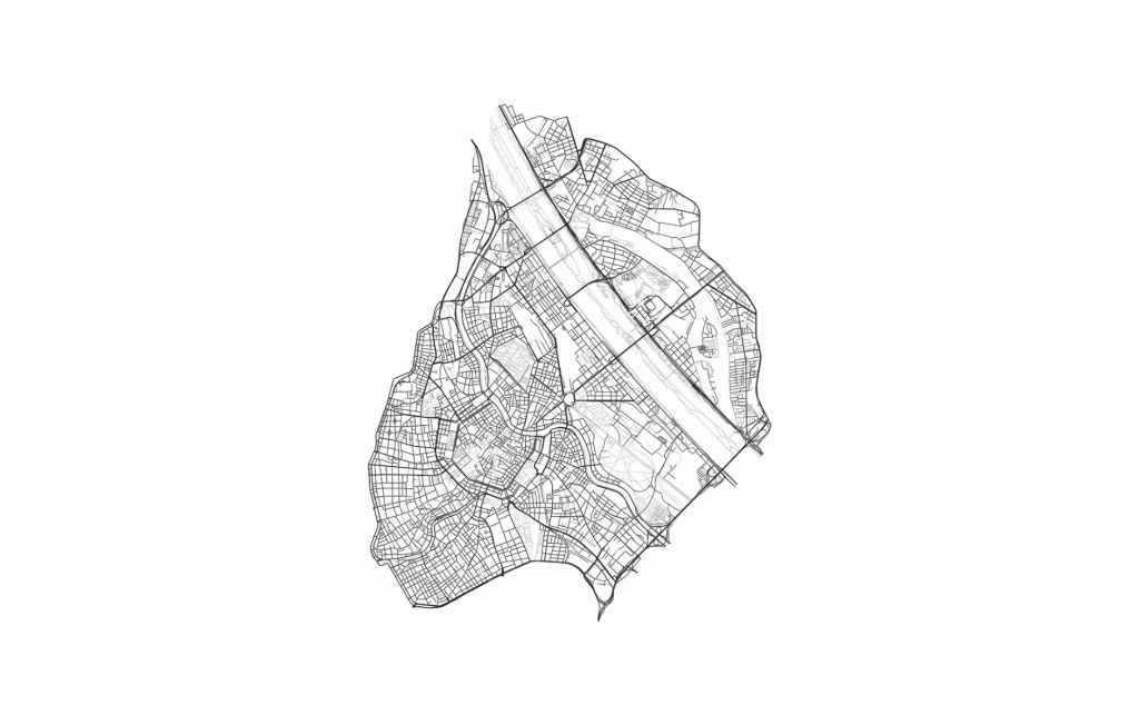 Karta över Wiens centrum, vit