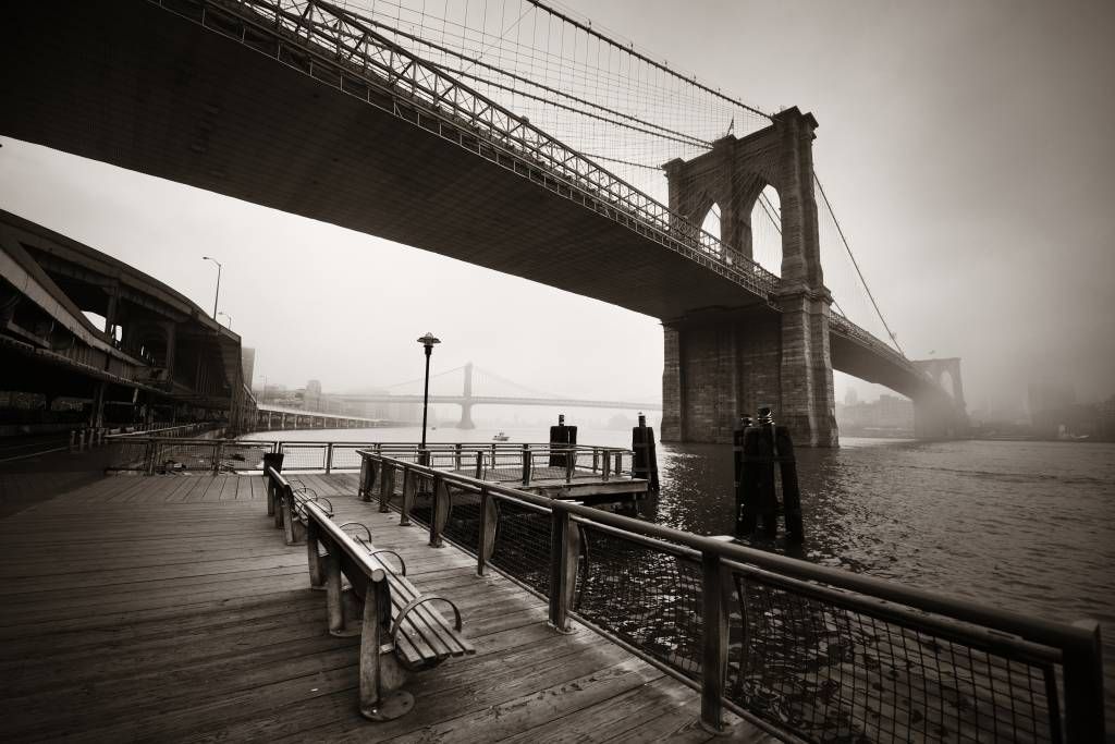 Svartvit tapet Brooklyn bridge