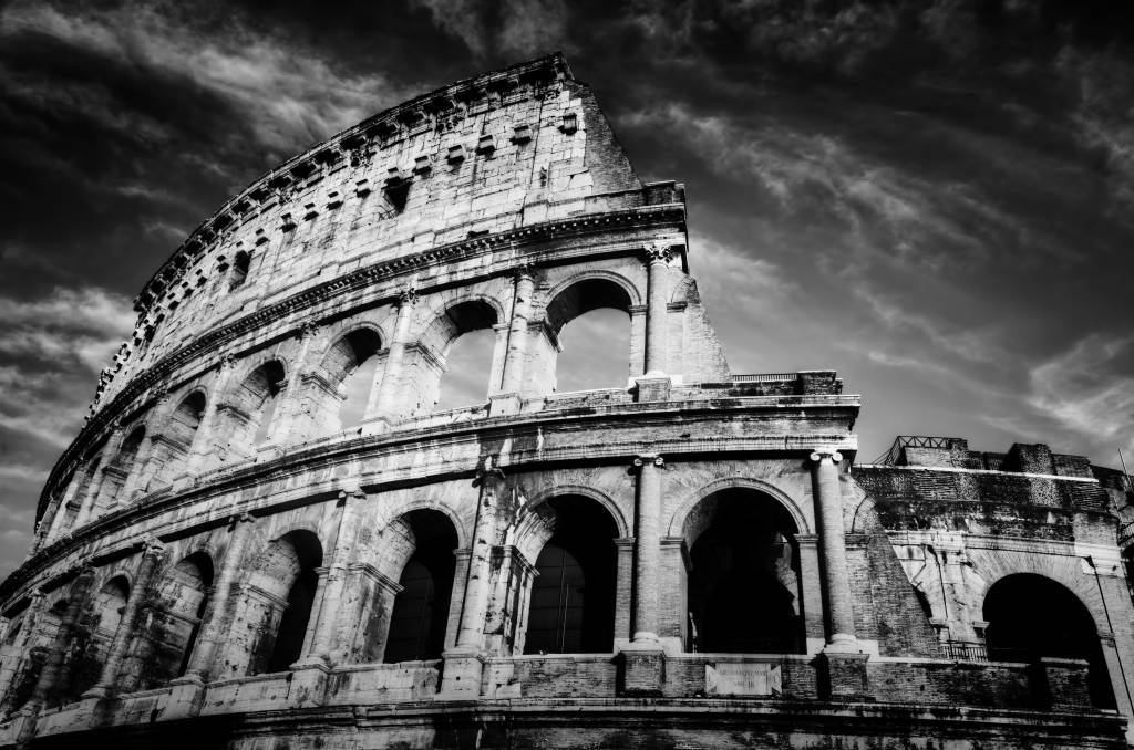 Svartvit tapet Colosseum i Rom