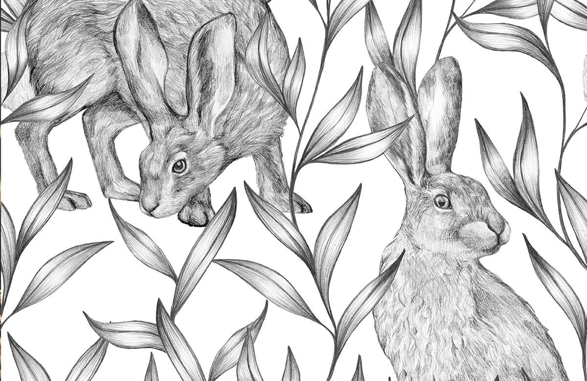 Pattern Hare i svartvitt