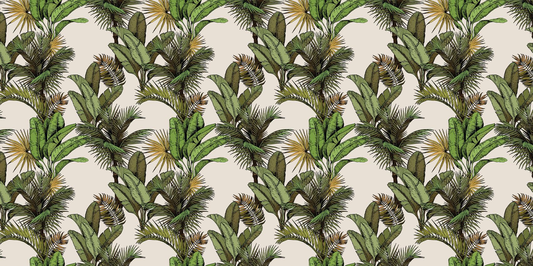 Tropiska palm- och bananblad