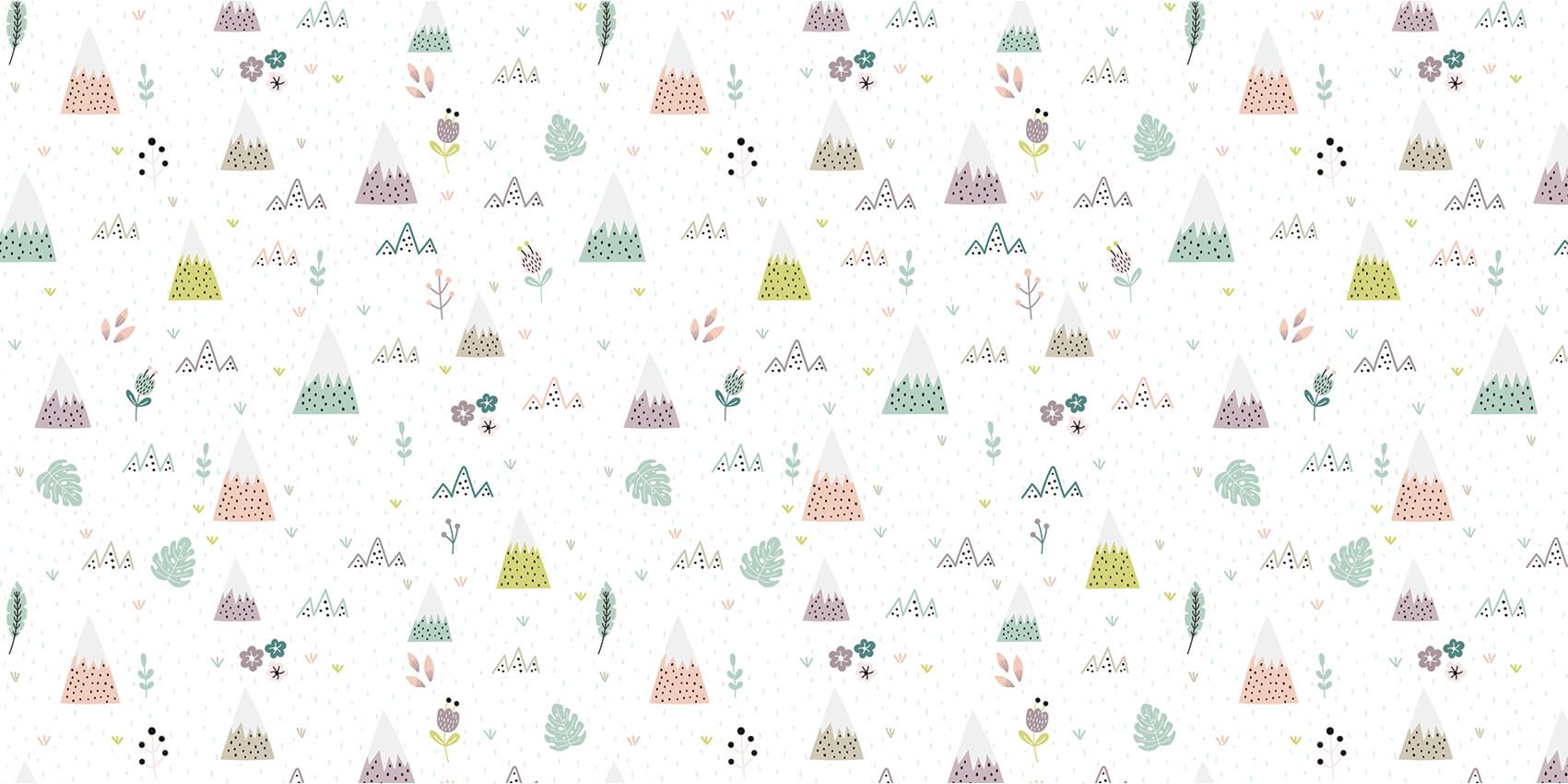 Bjerge, planter og blomster mønster