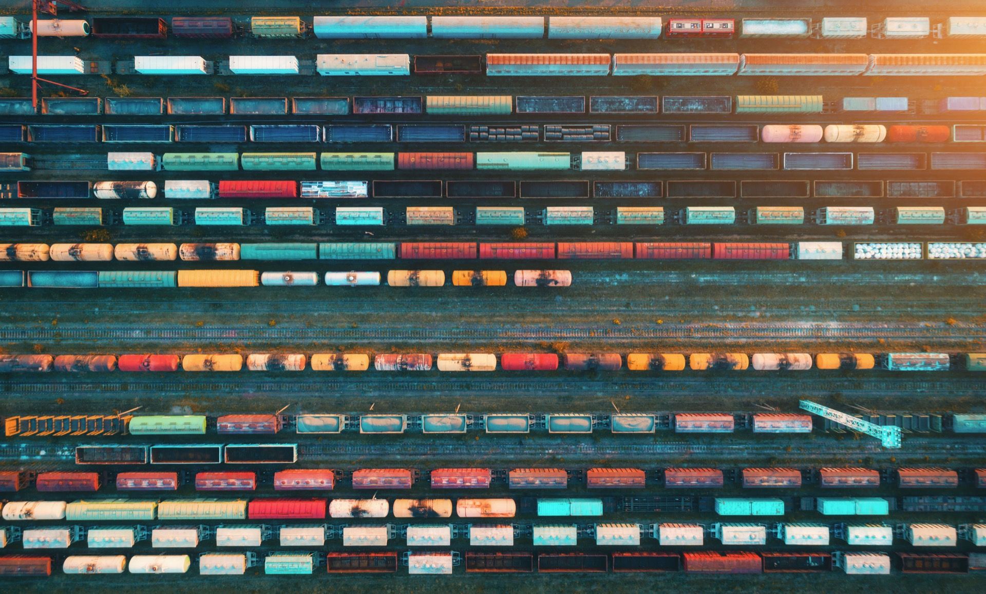 Drönarvy godsvagnar