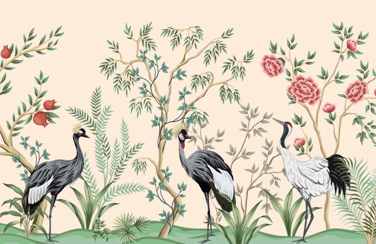 Illustration av kranar