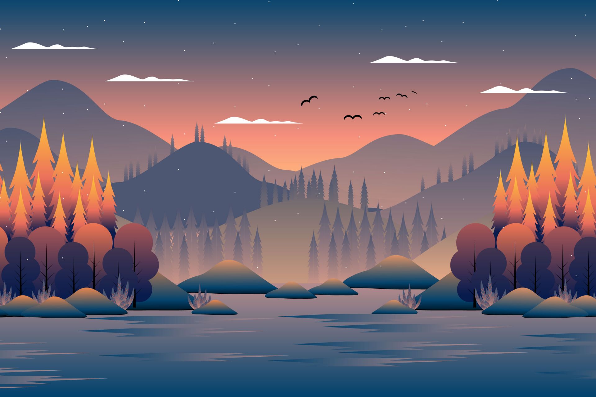 Illustration af efterårsskov