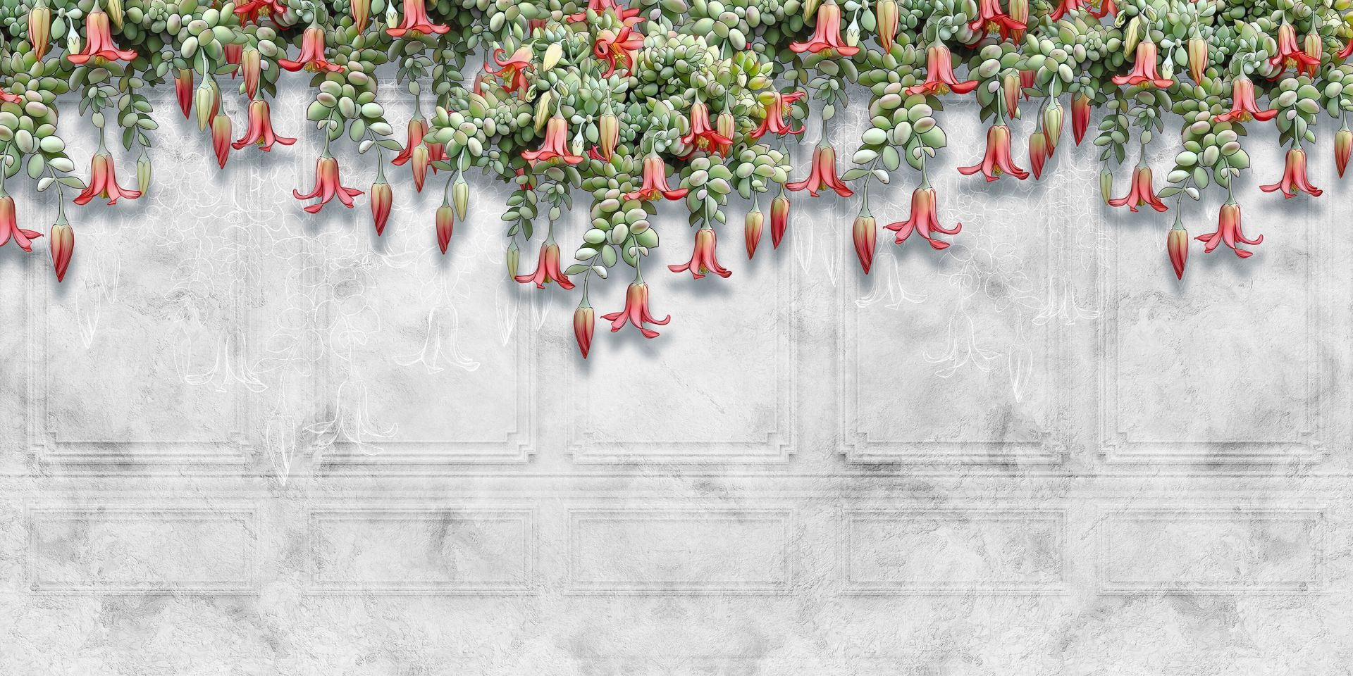 Eksotiske blomster på betong