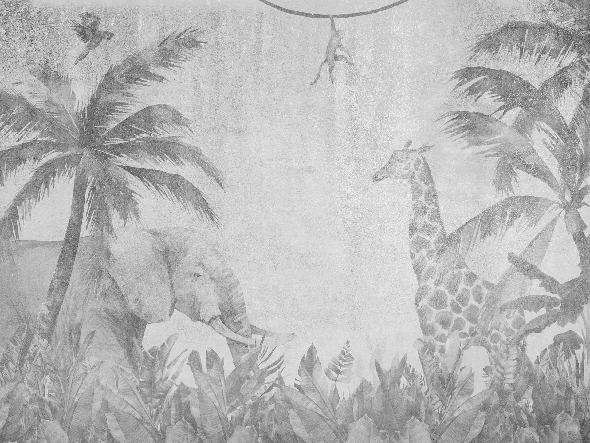 Glade jungeldyr på betong